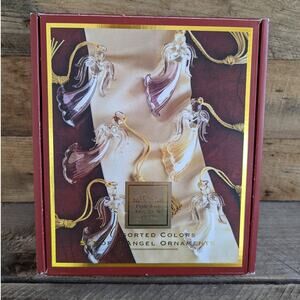 Vintage Lenox For The Holidays Assorted Colors Set of 6 Crystal Angel Ornaments